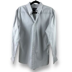 MTailor Men’s Size L Long‎ Sleeve Dress Shirt White Gray Stripe